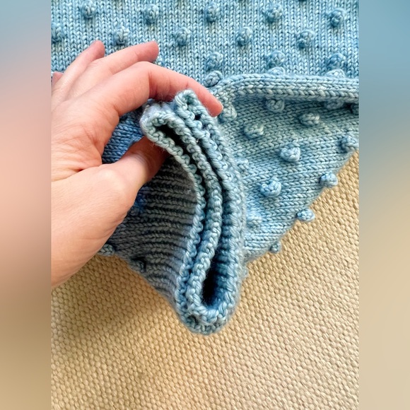 Misha & Puff Faded Blue Denim Lake Popcorn Sweater Pullover Mock Neck Wool 5T - Picture 7 of 8